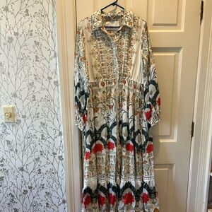 Floral Print Button down Shirtdress Anthropologie large